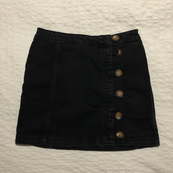 Free People Black Side Button Mini Skirt - Picture 4 of 8